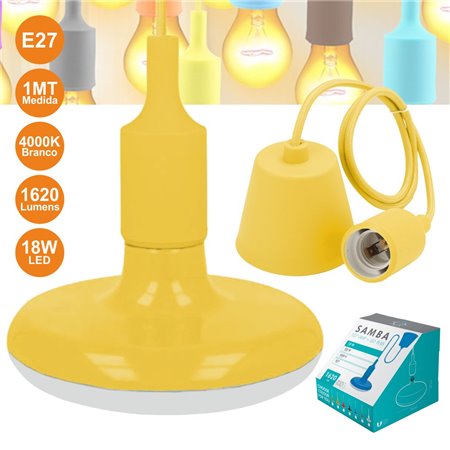 LÂMPADA E27 18W LED + CABO SUSPENSÃO 4000K 1620LM AMARELO