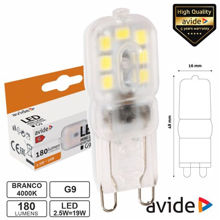 Lâmpada LED G9 2.5W 230V 4000K 180lm AVIDE