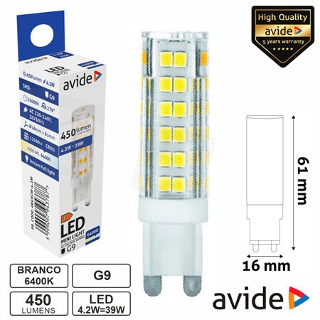 Lâmpada LED G9 4.2W 230V 6400K 450lm AVIDE