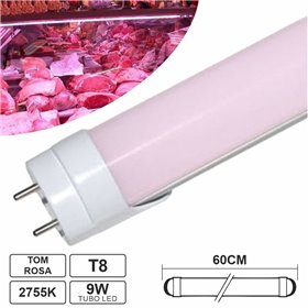 Lâmpada Tubular LED T8 9W 60cm 810LM Rosa P/ Talho Lâmpada Tubular LED T8 9W 60cm 810LM Rosa P/ Talho