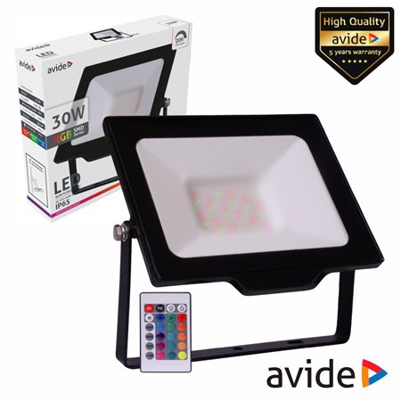 Foco LED 30W 230V RGB 1160lm IP65 C/ Comando AVIDE