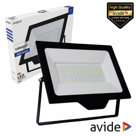 Foco LED 100W 230V 6400K 10000lm Preto IP65 AVIDE