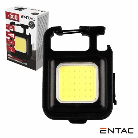 Lanterna LED COB Porta Chaves 5W 20lm IP54 Preto ENTAC