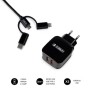 CARREGADOR ULTRA RÁPIDO SUBBLIM 2xUSB PAREDE PD25W+QC3.0+Cabo C a C e Lightning Preto