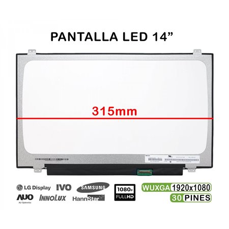 Ecrã LED de 14" para Portatil Asus S433 Nv140Fhm-N62 315mm