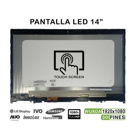 Ecrã LED Tátil de 14" FHD para Portatil Lenovo Yoga 520-14 Nv140Fhm-N3B 5D10N45602