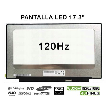 Ecrã LED de 17.3" para Portatil Nv173Fhm-Nx1 1920X1080 120Hz 40 Pines