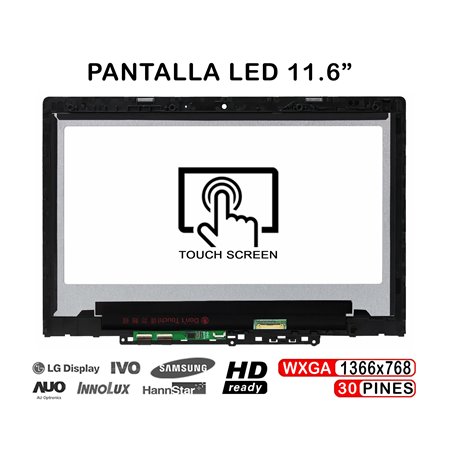 Ecrã LED com Estrutura de 11.6" para Portatil Lenovo Chromebook 300E 2Nd Gen 81Qc Mtk Sin G-Sensor