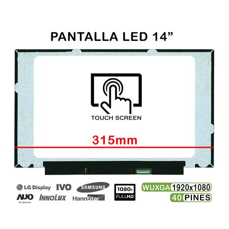 Ecrã LED Tátil de 14" para Portatil B140Hak03.2 40 Pines