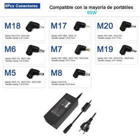 Carregador Universal para Portáteis 9.5-20V 65W 8 Tips