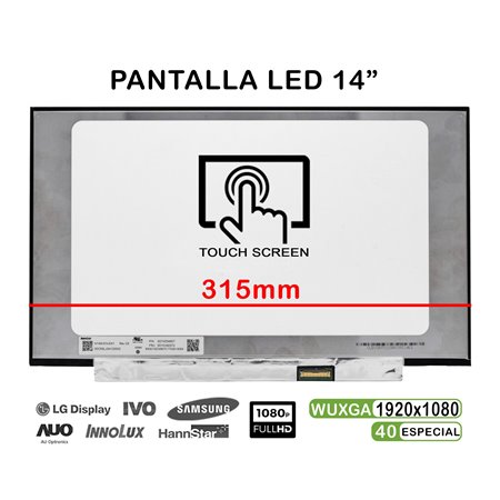 Ecrã LED Tátil de 14" para Portatil N140Hcn-Ea1 Rev.C1 FHD 40Pines 315mm