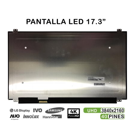 Ecrã LED de 17.3" para Portatil Lq173D1Jw31 3840X2160 40 Pines