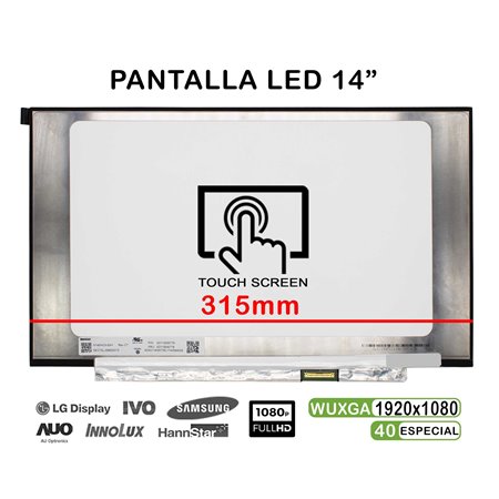 Ecrã LED Tátil de 14" para Portatil N140Hcn-Ea1 Rev.C7 FHD 40 Pines 315mm