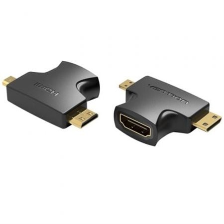 Adaptador HDMI 2 en 1 Vention AGFB0/ HDMI Fêmea a Micro HDMI Macho - Mini HDMI Macho