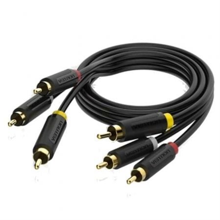 Cabo Estéreo Vention BCABH/ 3x RCA Macho - 3x RCA Macho/ 2m/ Preto