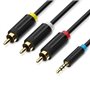 Cabo Estéreo Vention BCBBG/ Jack 3.5 Macho - 3x RCA Macho/ 1.5m/ Preto