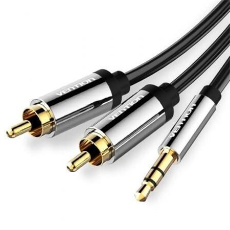 Cabo Estéreo Vention BCFBF/ Jack 3.5 Macho - 2x RCA Macho/ 1m/ Preto