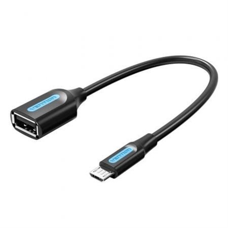 Cabo USB 2.0 Vention CCUBB/ MicroUSB Macho - USB Fêmea/ 480Mbps/ 15cm/ Preto