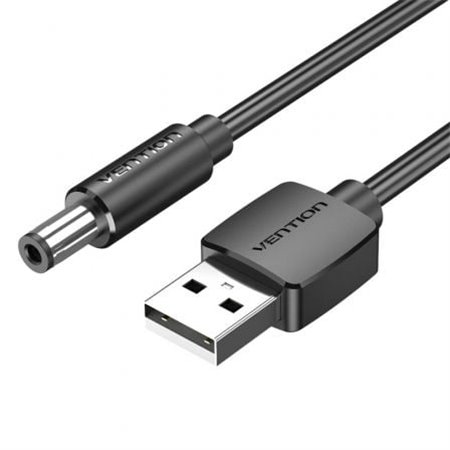 Cabo Alimentação Vention CEYBF/ USB-A Macho - DC 5.5mm Macho/ 1m/ Preto