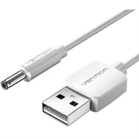 Cabo Alimentação Vention CEYWD/ USB-A Macho - DC 5.5mm Macho/ 50cm/ Branco