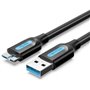 Cabo USB 3.0 Vention COPBH/ USB Macho - MicroUSB Macho/ Até 10W/ 5Gbps/ 2m/ Preto