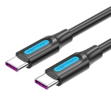 Cabo USB 2.0 Tipo-C Vention COTBD/ USB Tipo-C Macho - USB Tipo-C Macho/ Até 100W/ 480Mbps/ 50cm/ Preto