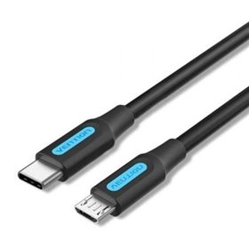 Cabo USB 2.0 Tipo-C Vention COVBH/ USB Tipo-C Macho - MicroUSB Macho/ Até 10W/ 480Mbps/ 2m/ Preto