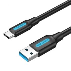 Cabo USB 3.0 Tipo-C Vention COZBD/ USB Macho - USB Tipo-C Macho/ Até 60W/ 5Gbps/ 50cm/ Preto