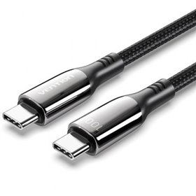 Cabo USB 2.0 Tipo-C 5A 100W Vention CTKBAV, USB Tipo-C Macho - USB Tipo-C Macho, Até 100W, 480Mbps, 1.2m, Preto Cabo USB 2.0 Tipo-C 5A 100W Vention CTKBAV/ USB Tipo-C Macho - USB Tipo-C Macho/ Até 100W/ 480Mbps/ 1.2m/ Preto