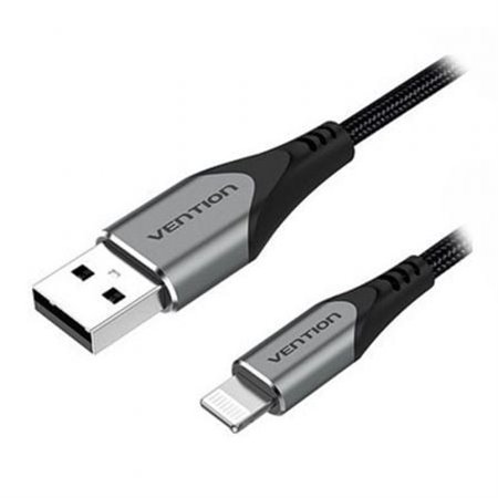 Cabo USB 2.0 Lightning Vention LABHF/ USB Macho - Lightning Macho/ Até 12W/ 480Mbps/ 1m/ Cinza