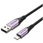 Cabo USB 2.0 Lightning Vention LABVF/ USB Macho - Lightning Macho/ Até 12W/ 480Mbps/ 1m/ Púrpura