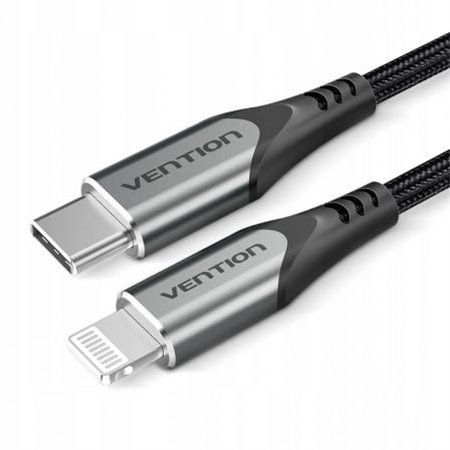 Cabo USB 2.0 Tipo-C Lightning Vention TACHF/ USB Tipo-C Macho - Lightning Macho/ Até 27W/ 480Mbps/ 1m/ Cinza