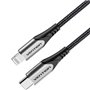 Cabo USB 2.0 Tipo-C Lightning Vention TACHH/ USB Tipo-C Macho - Lightning Macho/ Até 27W/ 480Mbps/ 2m/ Cinza e Preto