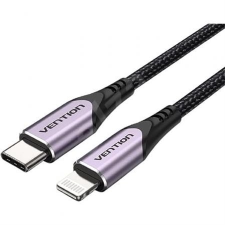 Cabo USB 2.0 Tipo-C Lightning Vention TACVF/ USB Tipo-C Macho - Lightning Macho/ Até 27W/ 480Mbps/ 1m/ Púrpura