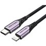 Cabo USB 2.0 Tipo-C Lightning Vention TACVF/ USB Tipo-C Macho - Lightning Macho/ Até 27W/ 480Mbps/ 1m/ Púrpura