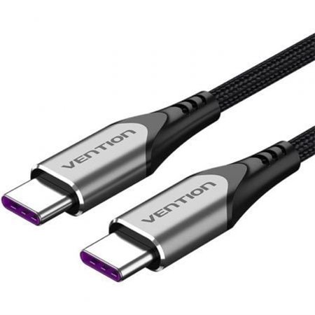 Cabo USB 2.0 Tipo-C 5A 100W Vention TAEHF/ USB Tipo-C Macho - USB Tipo-C Macho/ Até 100W/ 480Mbps/ 1m/ Cinza