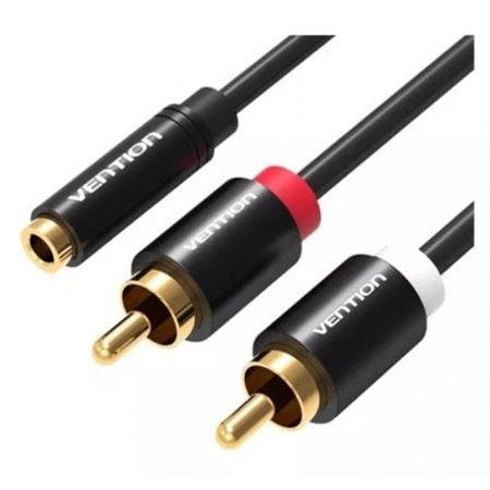 Cabo Estéreo Vention VAB-R01-B100/ Jack 3.5 Fêmea - 2x RCA Macho/ 1m/ Preto