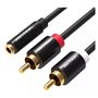 Cabo Estéreo Vention VAB-R01-B200/ Jack 3.5 Fêmea - 2x RCA Macho/ 2m/ Preto