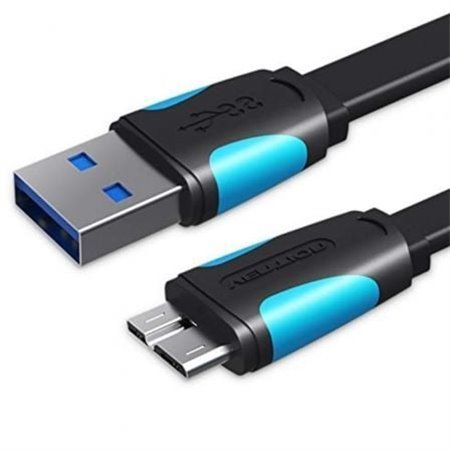 Cabo USB 3.0 Vention VAS-A12-B025/ MicroUSB Macho - USB Macho/ 10W/ 5Gbps/ 25cm/ Azul e Preto