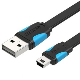 Cabo USB 2.0 Vention VAS-A14-B050/ Mini USB Macho - USB Macho/ Até 10W/ 480Mbps/ 50cm/ Azul e Preto