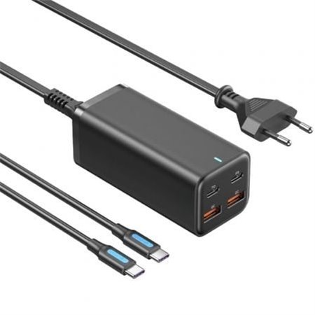 Carregador de Parede Vention FBSBG-EU/ 2xUSB Tipo-C + Cabo USB Tipo-C/ 2xUSB/ 100W