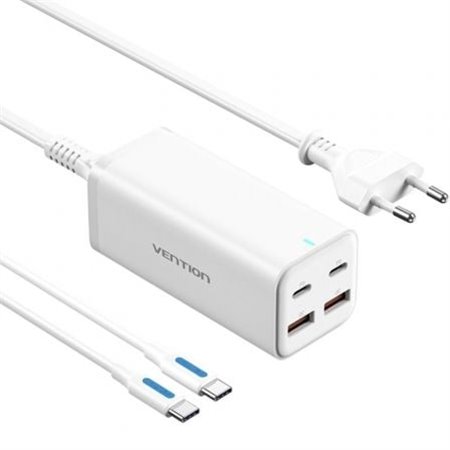 Carregador de Parede Vention FBSWG-EU/ 2xUSB Tipo-C + Cabo USB Tipo-C/ 2xUSB/ 100W