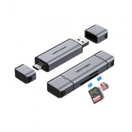 Leitor de Placas Externo Vention CLKB0/ USB 3.0 e USB Tipo-C