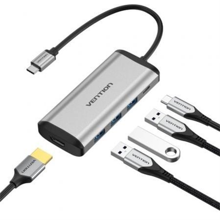 Docking USB Tipo-C Vention CNBHB/ 1xHDMI/ 3xUSB/ 1xUSB Tipo-C PD/ Cinza