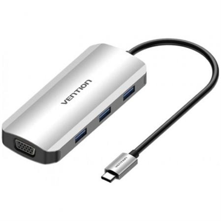 Docking USB Tipo-C Vention TOIHB/ 1xHDMI/ 1xVGA/ 3xUSB/ 1xUSB Tipo-C PD/ Cinza