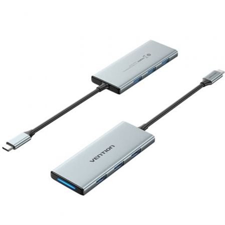 Docking USB Tipo-C Vention TOPHB/ 1xHDMI/ 3xUSB/ 1xLeitor Placas SD e MicroSD/ Cinza