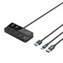 Hub USB 3.0 Vention CHWBF/ 4xUSB/ 1xUSB Tipo-C PD/ Incluye Cabo Carga USB Macho - USB Tipo-C Macho