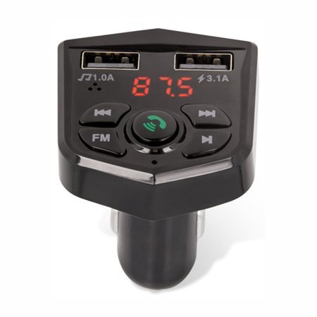 Transmissor FM Bluetooth 2USB/MicroSD F. Isqueiro Preto