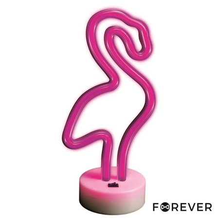 Luz LED Neon em Forma de Flamingo c/ Base