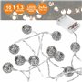 Grinalda de 10 Bolas Prateadas LED Branco Frio 1.3M